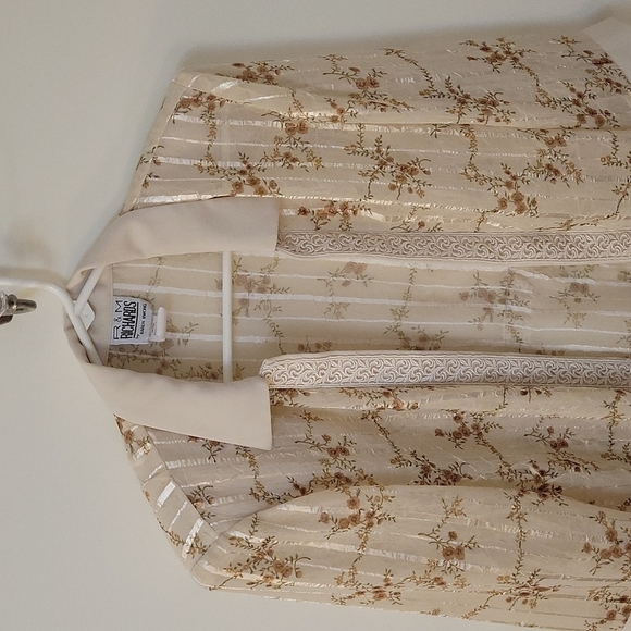 R&M RICHARDS 1990s Sheer Ribbon Floral Striped Open Front Fairycore Blazer - Picture 3 of 8